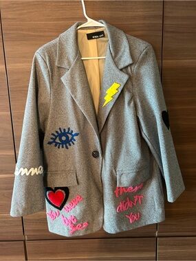 Nevada Love Grey Embellished Women's Blazer Jacket , Purchased in Paris.